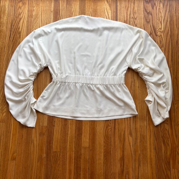 Solace London White Blouse with Puff Sleeves and Ruched Style - Picture 7 of 10